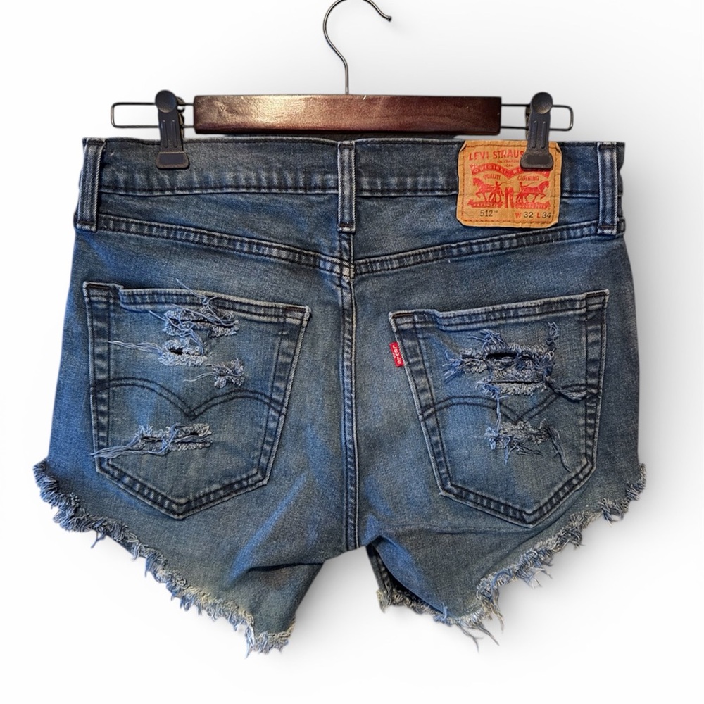 Levi's Blue Distressed Jean Shorts